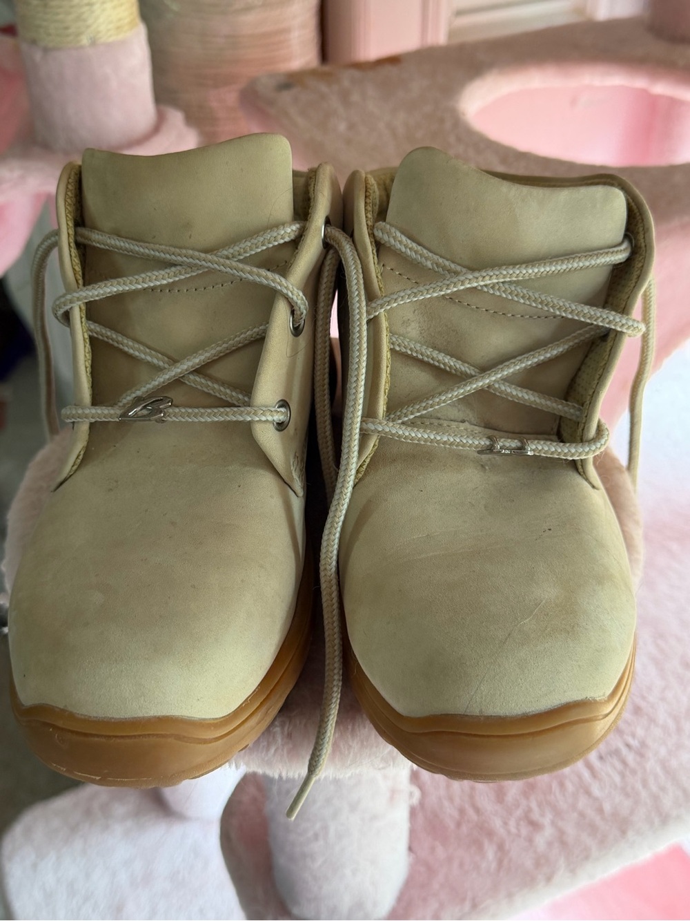 Beige Women's Ankle Booties with Gum Sole